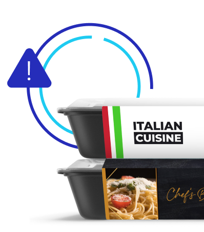 Image of SeeChange icon and two stacked products, highlighting using self-checkout software to prevent product stacking